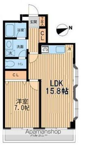 グリーンヒルズ芦花(1LDK/4階)の間取り写真