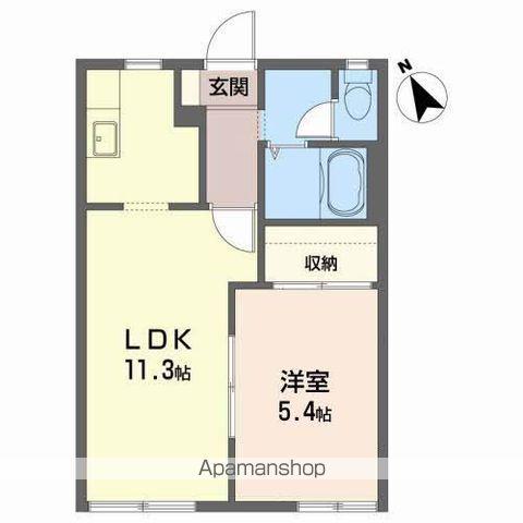 ファミール北日詰 A(1LDK/1階)の間取り写真