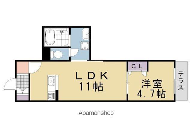 セントリヴィエ京都衣笠(1LDK/1階)の間取り写真
