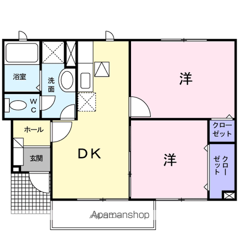 ラフィーネⅡ(2DK/1階)の間取り写真