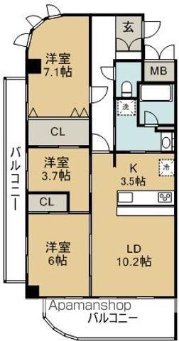 籠屋町アビタシオンⅡ(3LDK/5階)の間取り写真