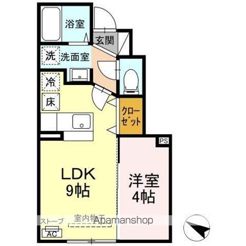 グランモア三好A(1LDK/1階)の間取り写真