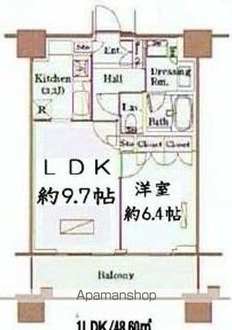 アウルタワー(1LDK/23階)の間取り写真