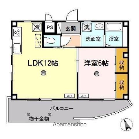 CASA-N 2号棟(1LDK/1階)の間取り写真