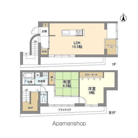 ARK TERRASE 東新宿(2LDK/1階)の間取り写真