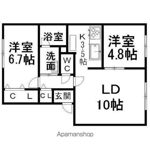 セジュール美山A(2LDK/2階)の間取り写真