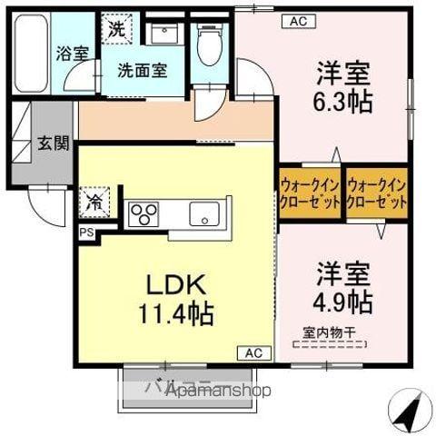 RESUA南大通(2LDK/2階)の間取り写真