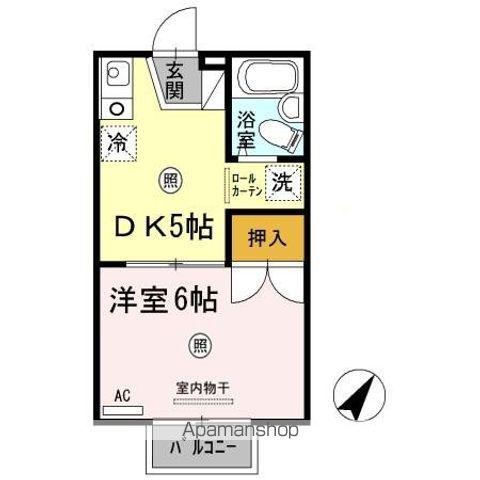 メイゾンベルサB(1DK/2階)の間取り写真