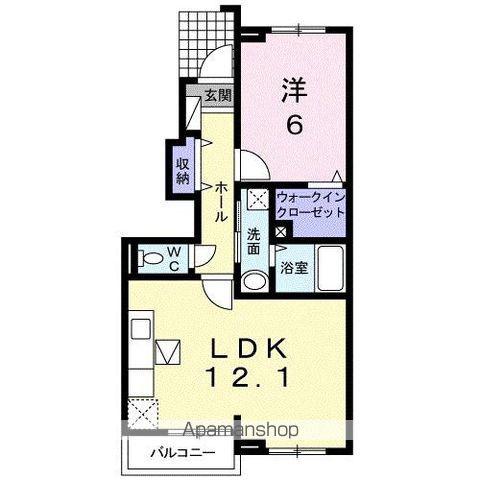 リヴィエール・ウエストⅠ(1LDK/1階)の間取り写真