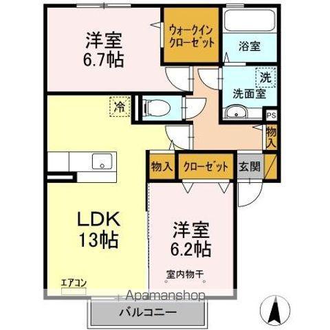 PARK HILLS MIYAKO E(2LDK/2階)の間取り写真