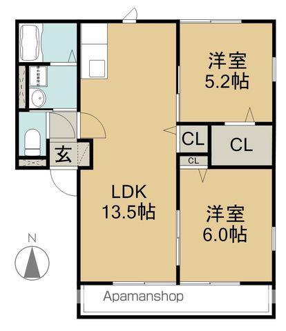 セドナスⅠ(2LDK/2階)の間取り写真