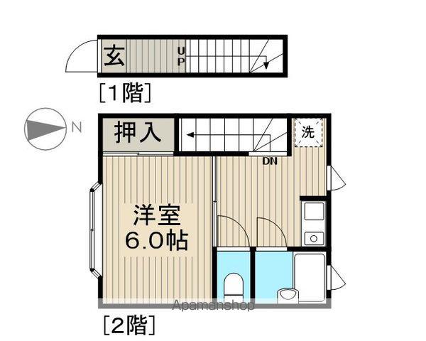 巴荘(1K/2階)の間取り写真