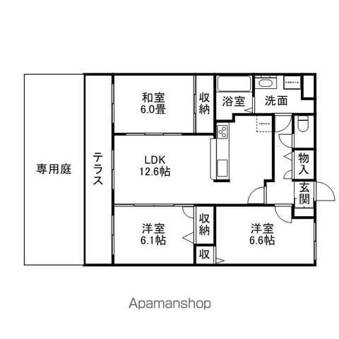 ピア白水ヶ丘(3LDK/3階)の間取り写真