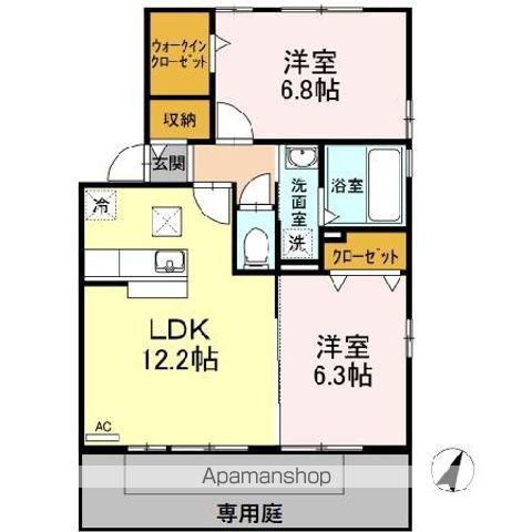 メゾンリード(2LDK/1階)の間取り写真