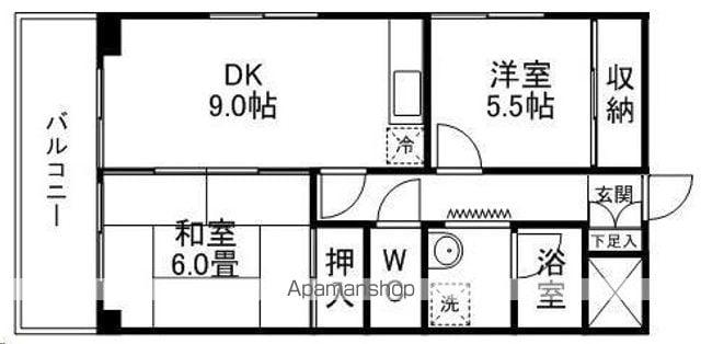 アークヒルズ小松島(2DK/4階)の間取り写真