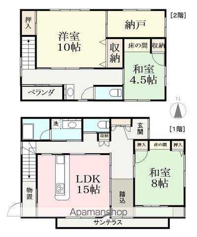 えちぜん鉄道三国線 八ツ島駅 徒歩22分 2階建 築35年(3LDK)の間取り写真