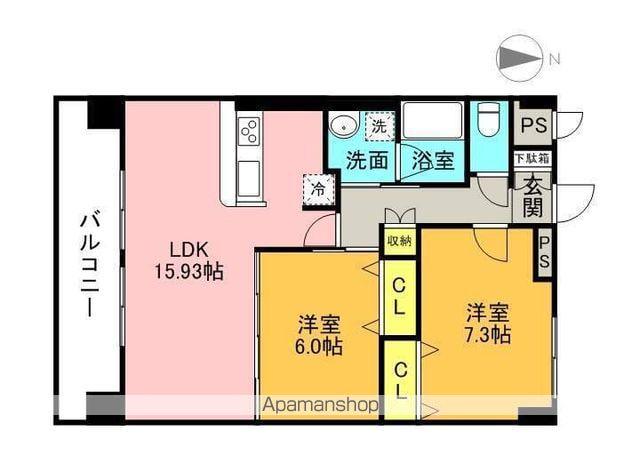 アクアレガーレ ステージII(2LDK/2階)の間取り写真