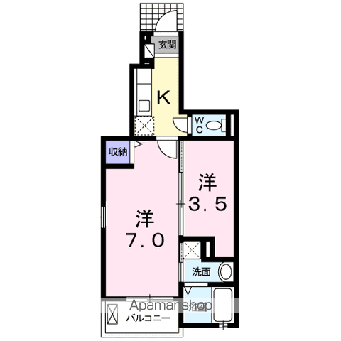 デーア・ルアン(1K/1階)の間取り写真