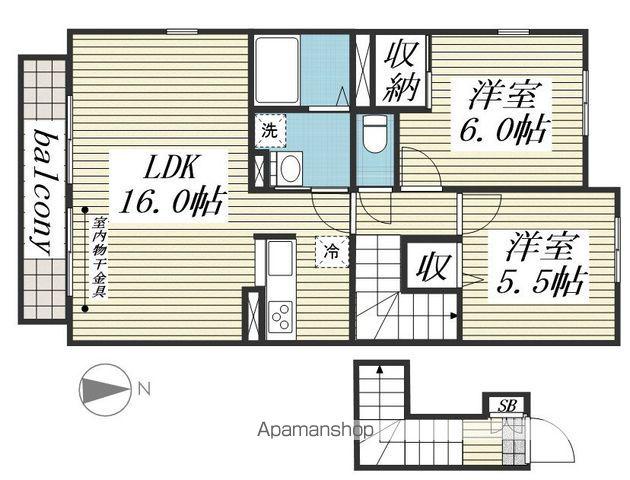カーサクレールⅡ(2LDK/2階)の間取り写真