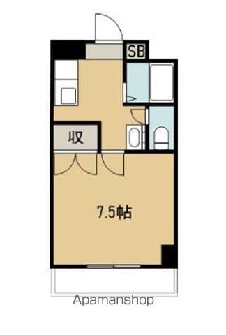 ビューテラス(1K/6階)の間取り写真