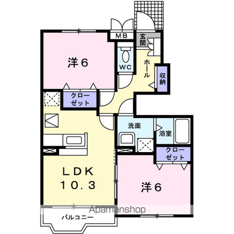 アヴニール(2LDK/1階)の間取り写真