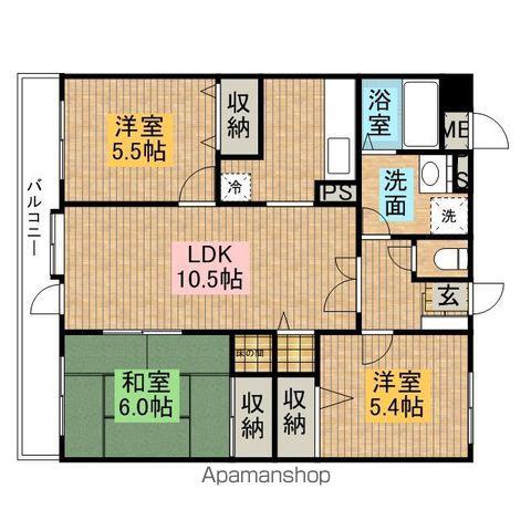 オリエントハイツ前原(3LDK/5階)の間取り写真
