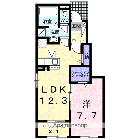 リバースリゾート マウンテン(1LDK/1階)の間取り写真