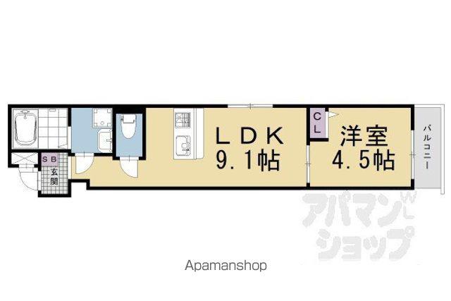 エスペランサ四条堀川(1LDK/1階)の間取り写真