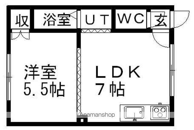 クロスロードⅡ(1DK/2階)の間取り写真