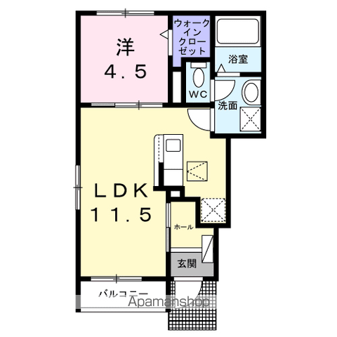 グラン・フォンテーヌ(1LDK/1階)の間取り写真