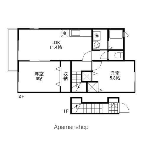 メゾンソレイユⅠ(2LDK/2階)の間取り写真