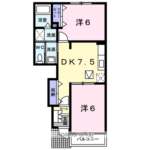 エステート・AⅠ(2DK/1階)の間取り写真