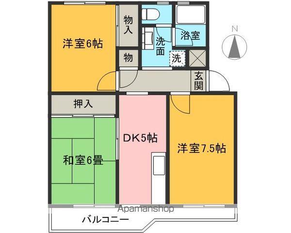 東急ドエル入間ビレッジ2号棟(3DK/3階)の間取り写真