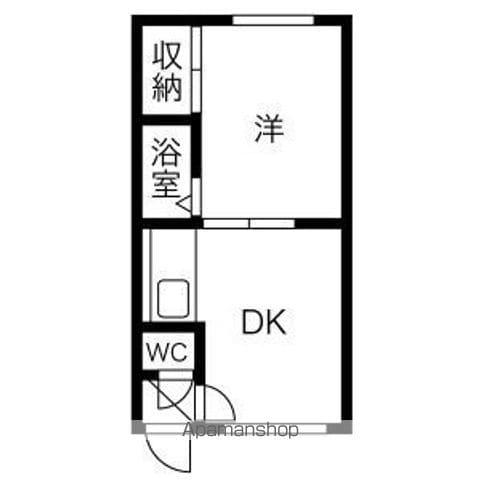 ハイムカトレアB(1DK/1階)の間取り写真