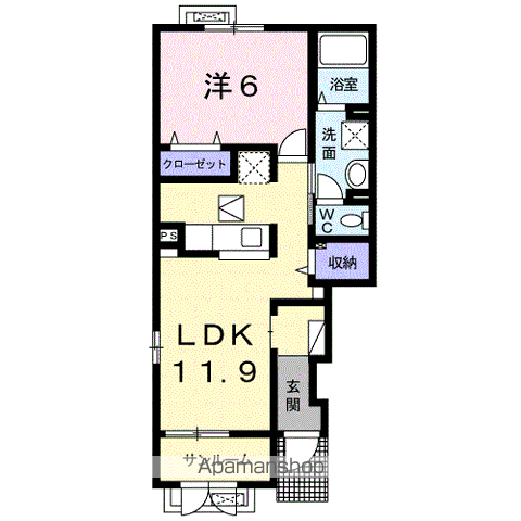 セレーノB(1LDK/1階)の間取り写真
