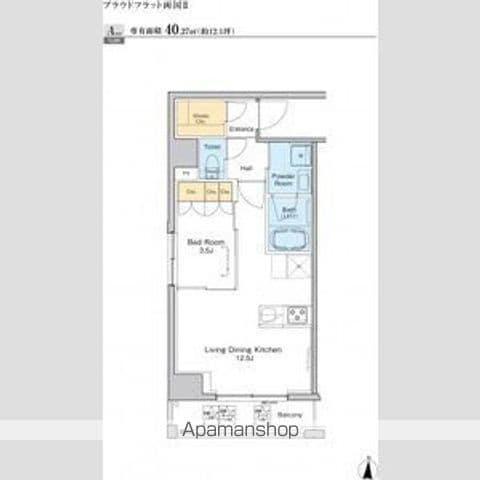 プラウドフラット両国Ⅱ(1LDK/7階)の間取り写真