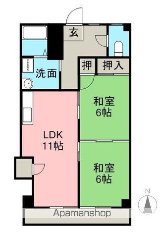 メゾン花園(2LDK/3階)の間取り写真