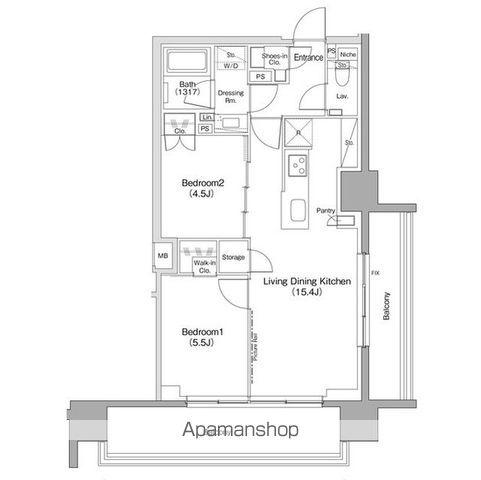 ザ・パークハビオ滝野川(2LDK/13階)の間取り写真