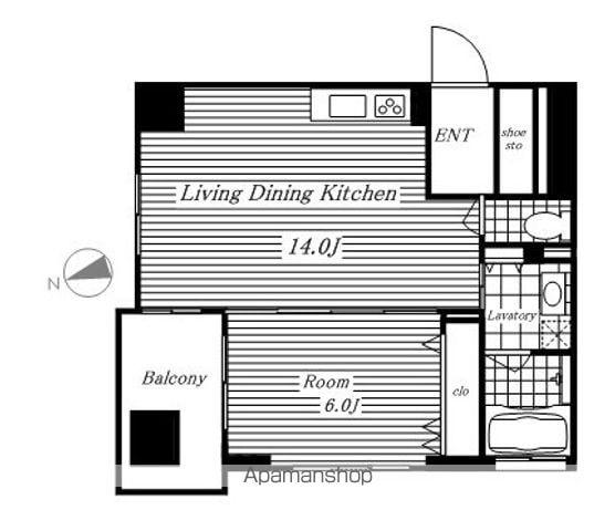 カスタリア伏見(1LDK/3階)の間取り写真