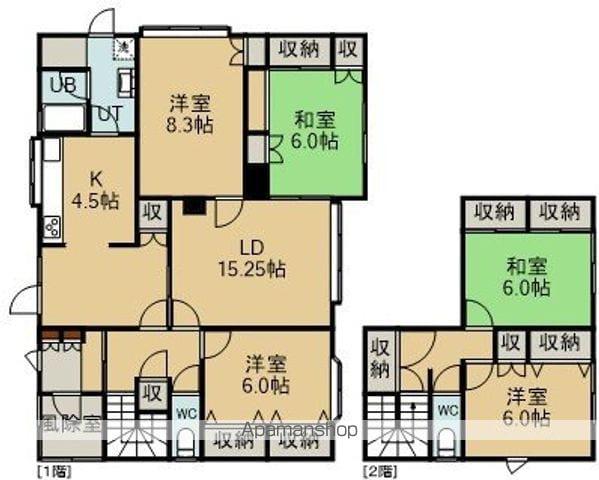 函館本線 大中山駅 徒歩11分 2階建 築33年(5LDK)の間取り写真