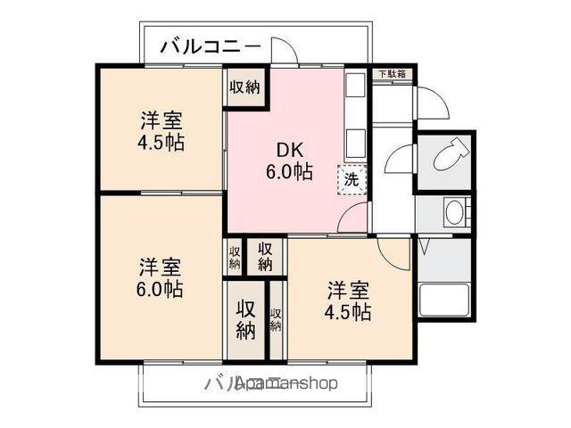 ヴィラナリー元山Ⅰ(3DK/3階)の間取り写真