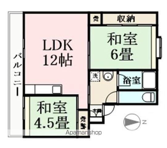 ファーストレジデンス三国2号棟(2LDK/2階)の間取り写真