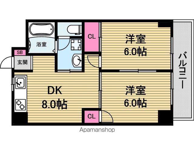 エクセルハイム川富(2LDK/3階)の間取り写真