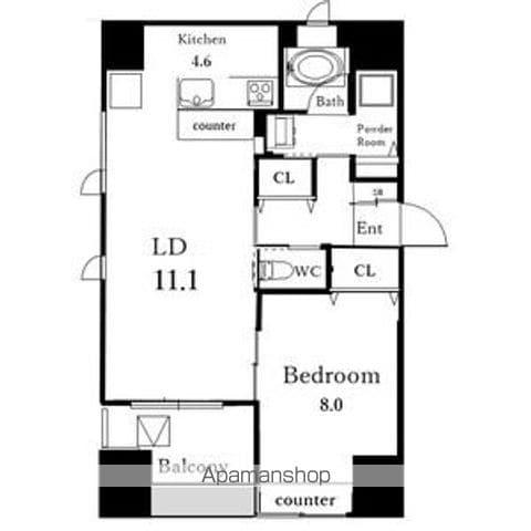 FELICE(1LDK/12階)の間取り写真