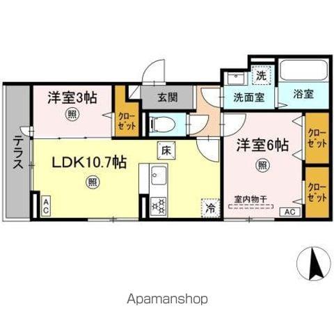 D-ROOM CINNAMON(2LDK/1階)の間取り写真