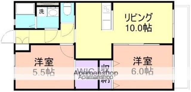 ローパスⅠ・Ⅱ(2LDK/2階)の間取り写真