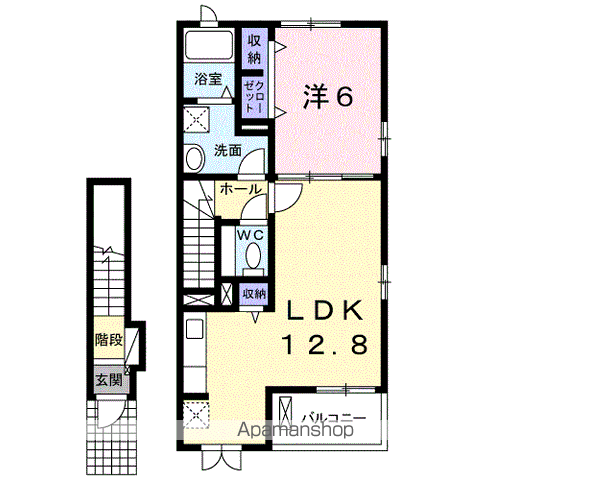 エルシオンⅢ(1LDK/2階)の間取り写真