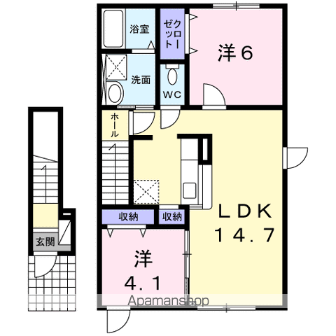 ヴィラKⅢ(2LDK/2階)の間取り写真