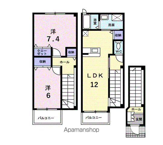 マリオン壱番館(2LDK/2階)の間取り写真
