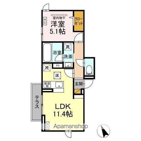 D-ROOM幕張町5丁目PJ(1LDK/1階)の間取り写真